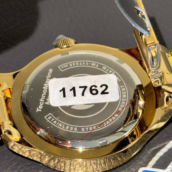 TechnoMarine Moonsun TM-117030 Gold Stainless Steel Watch 42mm NWT Box - Picture 4 of 6